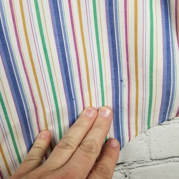 VINTAGE | short sleeve striped button up blouse - Picture 4 of 7